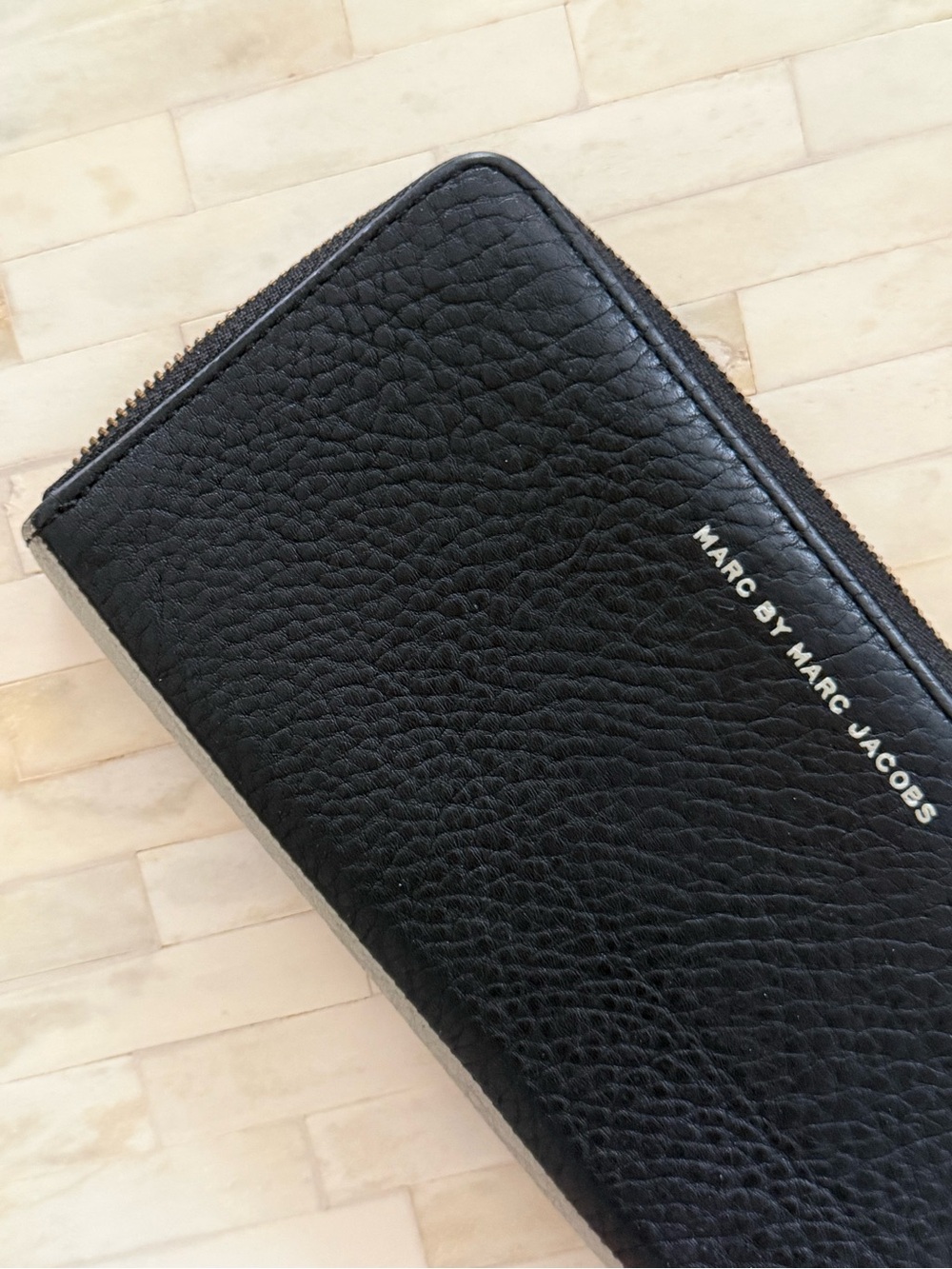 Marc by Marc Jacobs Black Pebbled Leather Zip Wallet